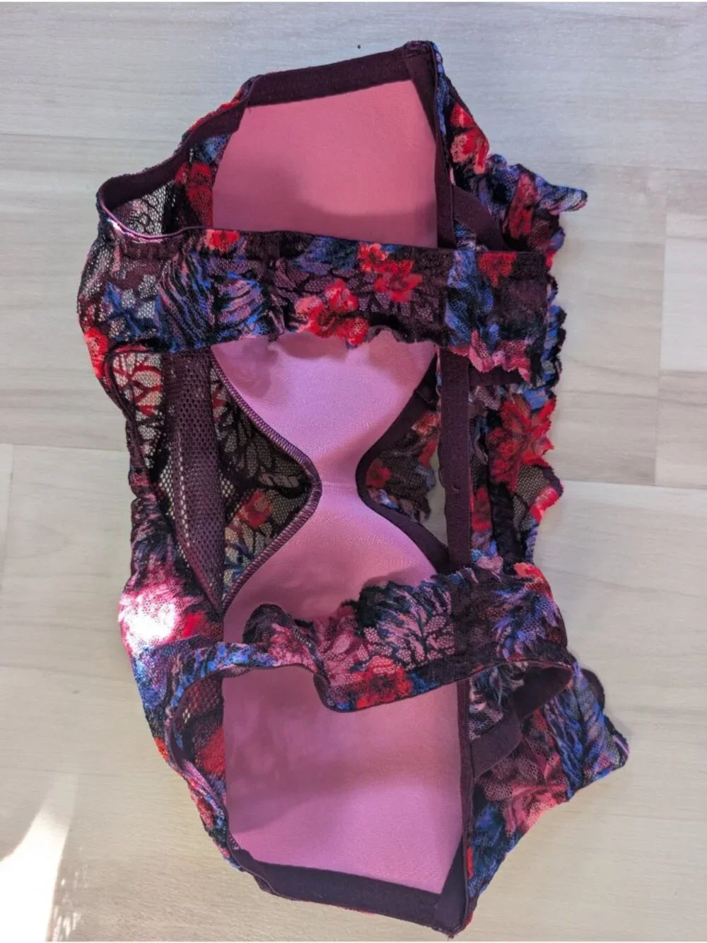 Floral Lace Bralette With Mesh Detailing By VS Pink Pull on Floral